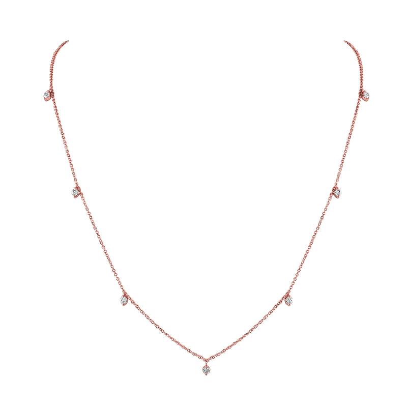 Joelle Collection Diamond Station Necklace 14K Rose Gold 1/3 ct tw - Diamond Necklace