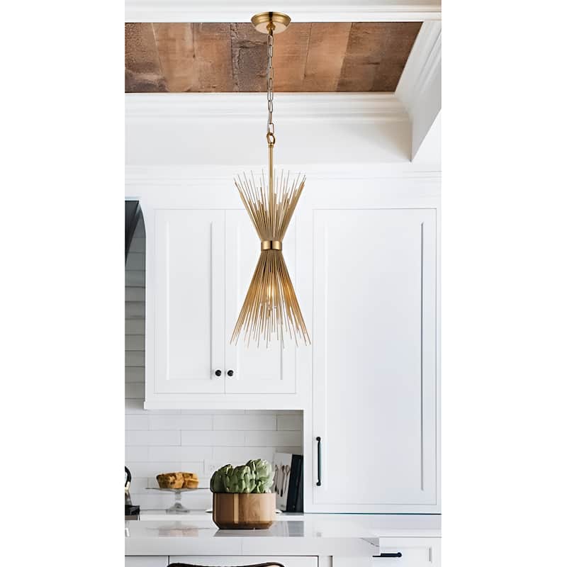 1 Light Sleek Metal Radiating Quills Pendant Lamp Spike Small Chandelier