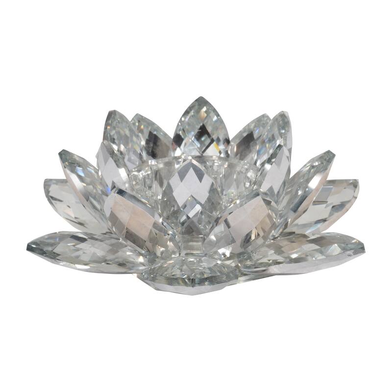 Iridescent Glass Crystal Lotus Votive Candle Holder