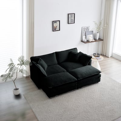 4- Piece Upholstered Sectional Sofa,1 - Piece of 2 Seater Sofa and 2- Piece of Ottomans,2 Seater Loveseat Lounge with Ottomans