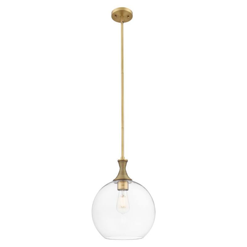 Innovations Lighting Downtown Urban - Astor - 1 Light 12" Metal Detailed Stem Hung Mini Pendant - Brushed Brass/Clear Shade