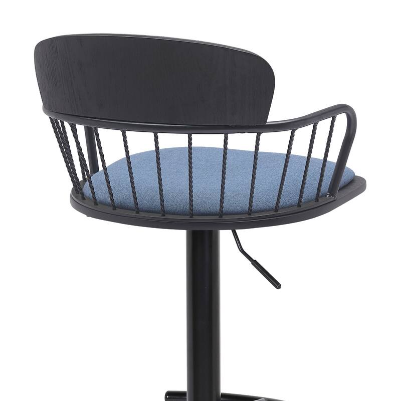 Adjustable Height Swivel Bar Stool with Faux Leather Seat Footrest and Metal Pedestal Base for Kitchen - 43”H x 19”W x 20”D