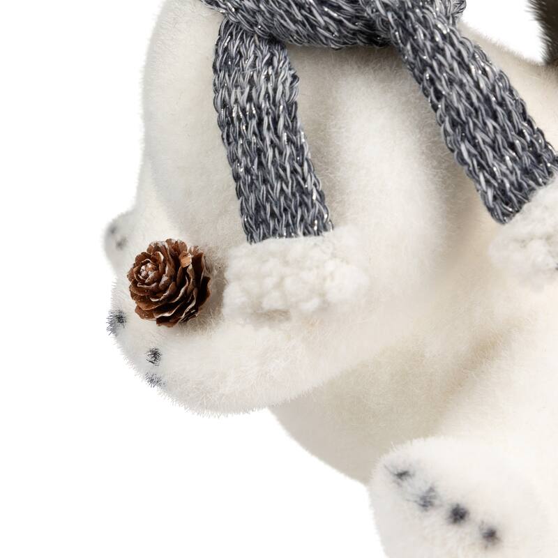 Snow Squirrel with Pinecone and Scarf Christmas Figure - 8.25" - White and Black