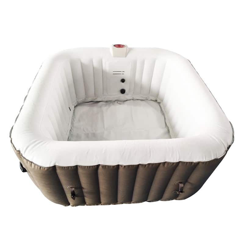 ALEKO Square Inflatable Portable Hot Tub Personal Spa 4 Person Brown