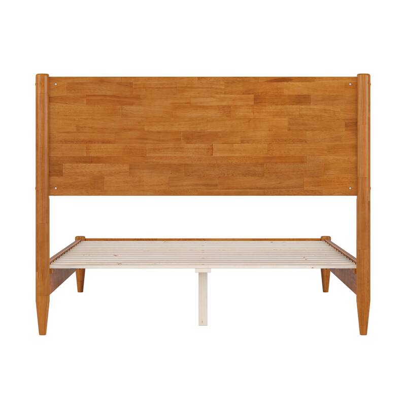 Modern Platform Bed - Solid Wood Low Profile Bed Frame - Light Toffee Finish
