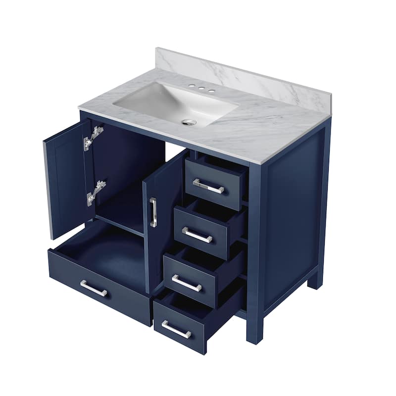Lexora Jacques 36" Dark Grey Single Vanity - No Mirror, Left Version