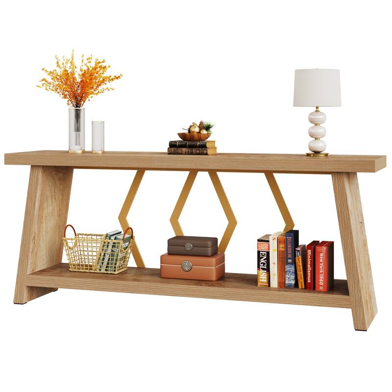 70.86-Inch Console Table, Wood Entryway Table with Storage, Couch Side Foyer Hallway Accent Table for Living Room, Entrance