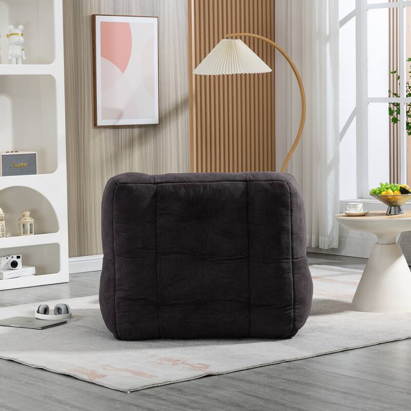 Fluffy Bean Bag Chair with Memory Foam and Ottoman, Super Soft Velvet Bean Bag for Adults & Kids, Comfortable Lazy Sofa