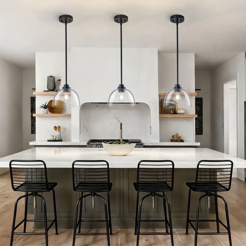 Starsky 1-Light Clear Glass Dome Pendant