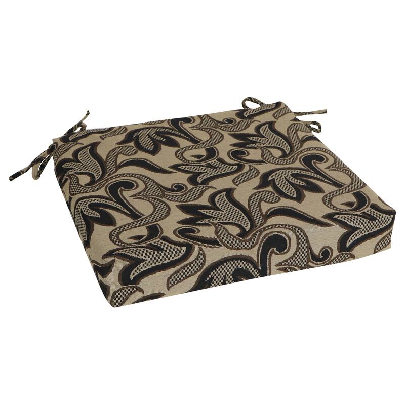 20-inch by 19-inch Tapestry Chair Cushion (Multiple Patterns, Set of 1,2, or 4) - 20 x 19 - Checkered Scroll - Single