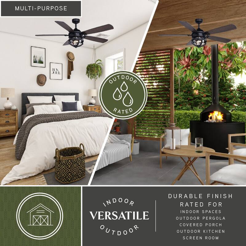 Barnes 54 in. Farmhouse Outdoor Ceiling Fan with Light Kit and Remote