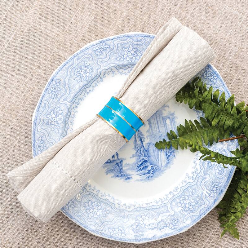 Enamel Azure Napkin Ring Set of 6 - Set of 6