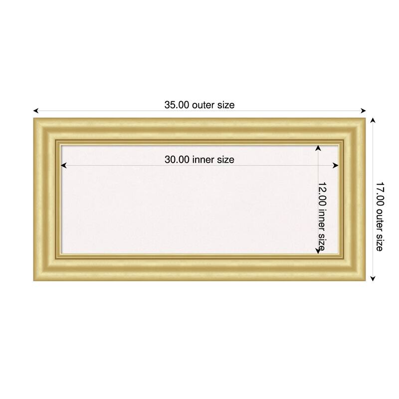 Sophia Gold Framed Cork Board - Bulletin Board, Organization Board, Pin Board - White - 35 x 17 in