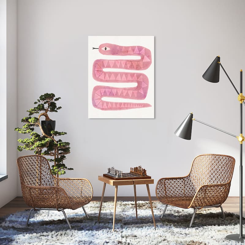 Wynwood Studio Canvas Animals Serpentine Blush Pink and Modern & Contemporary Wall Art Canvas Print - 36 x 30