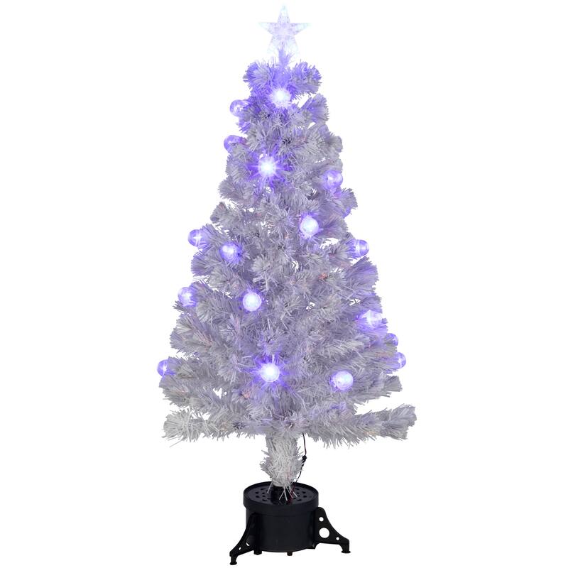 4' Medium White Iridescent Artificial Christmas Tree Blue LED - 4 Foot