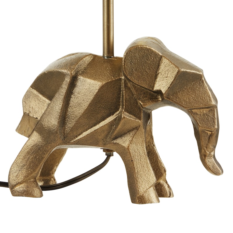 Caleb River of Goods Gold Metal and Black Fabric Drum Shade 15.5-Inch Table Lamp - 10'' x 9'' x 15.5"