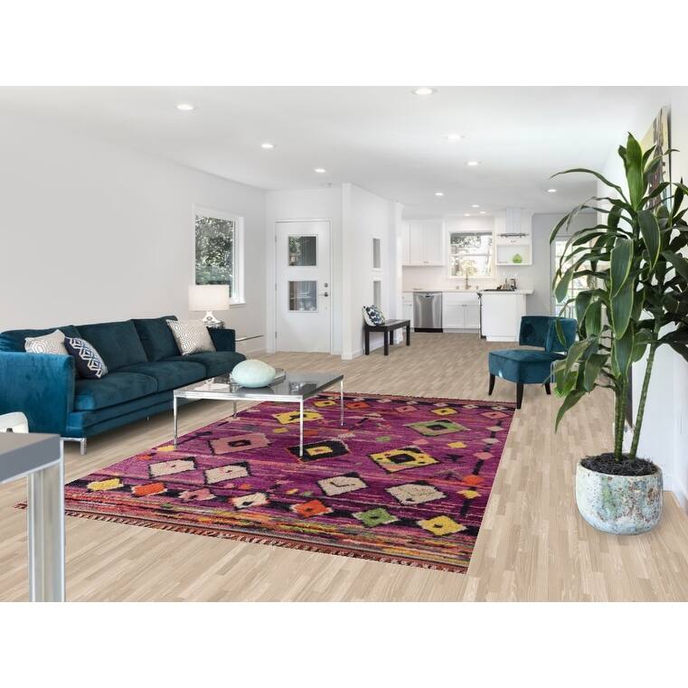 Plush Moroccan Area Rug Handmade Oriental Wool Carpet - 6'2" x 9'10"