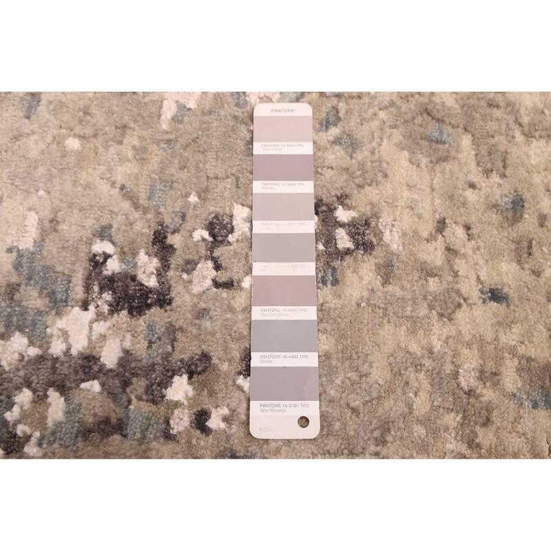 ECARPETGALLERY Hand-knotted Legacy Grey Silk, Wool Rug - 2'6 x 12'2