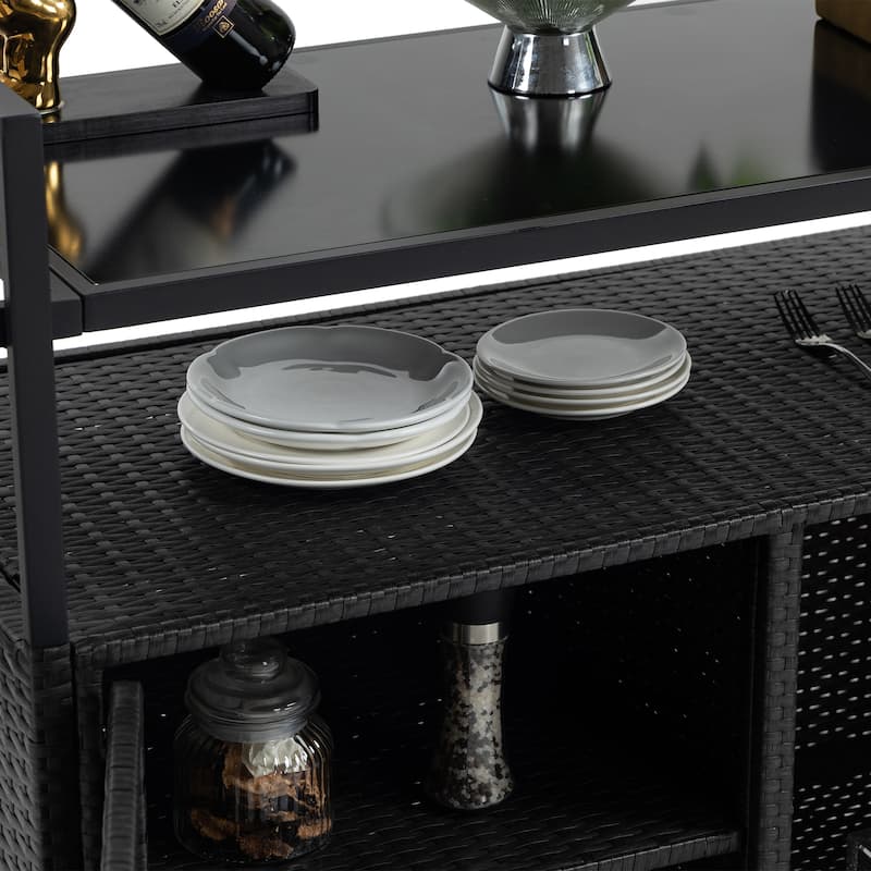 Outdoor Wicker Bar Cart
