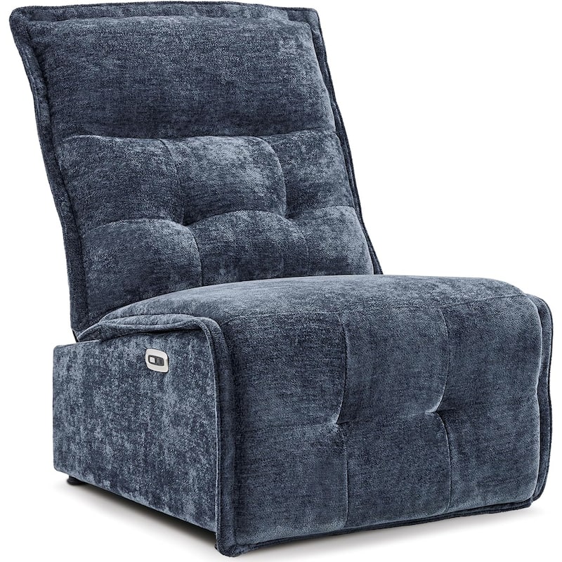 MCombo Armless Power Recliner Chair with USB Ports, 3.5" Wall Clearance Electric Reclining Sofa Chair for Living Room, ALR01 - Navy Blue
