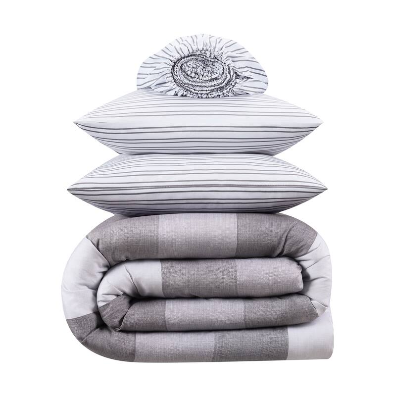 Serta Simply Clean Billy Stripe Antimicrobial Bedding Set with Sheets