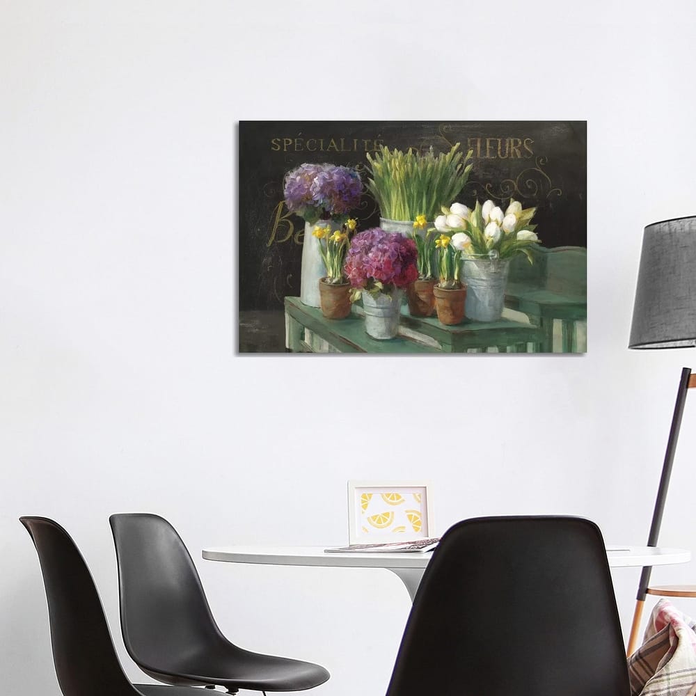iCanvas "Les Fleurs Printemps On Black" by Danhui Nai Canvas Print