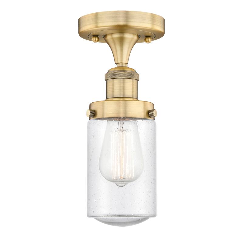 Innovations Lighting Edison Dover - 1 Light 7" Semi-Flush Mount - Brushed Brass/Seedy