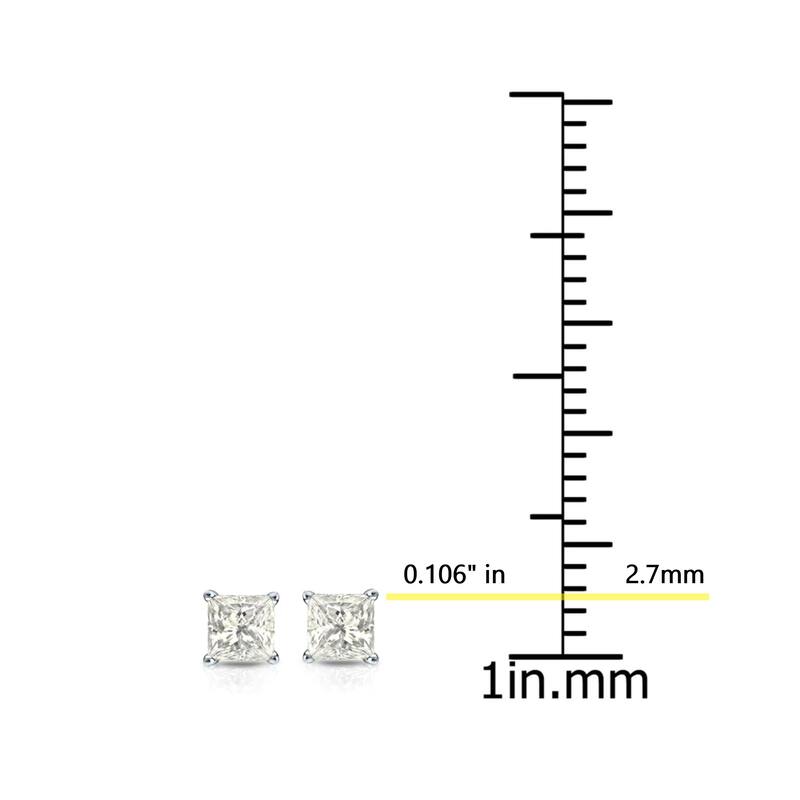 Auriya 14k Gold 1/4ctw Princess Cut Diamond Stud Earrings (J-K, I2-I3)