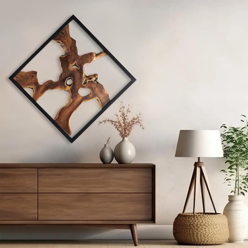 Greenage Teak Wall Decor Natural Live Edge Hanging Art Sculpture