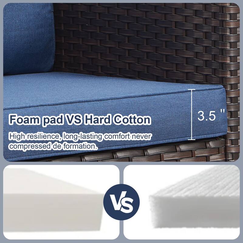 Gymojoy Outdoor Patio Wicker Sofa with Ottomans