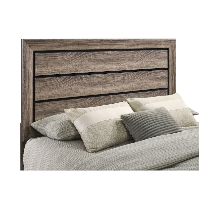Washed Taupe Panel Eastern King Bed with Slatted Structure