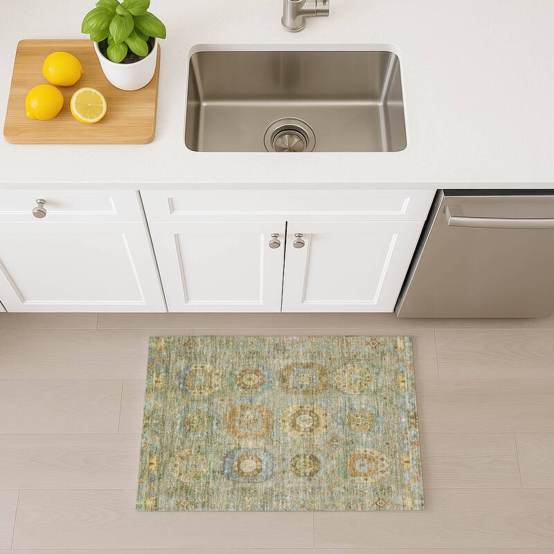 Machine Washable Indoor/ Outdoor Vintage Traditional Chantille Rug