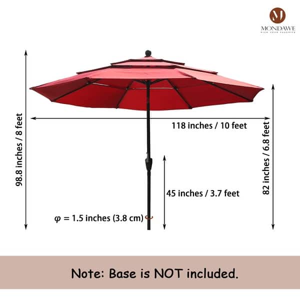 dimension image slide 3 of 7, 10ft Patio Market Umbrella with Double Airvent