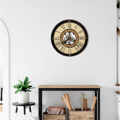 Howard Miller Brass Works Old World, Transitional, Vintage, and Rustic, Statement Gallery Wall Clock, Reloj De Pared