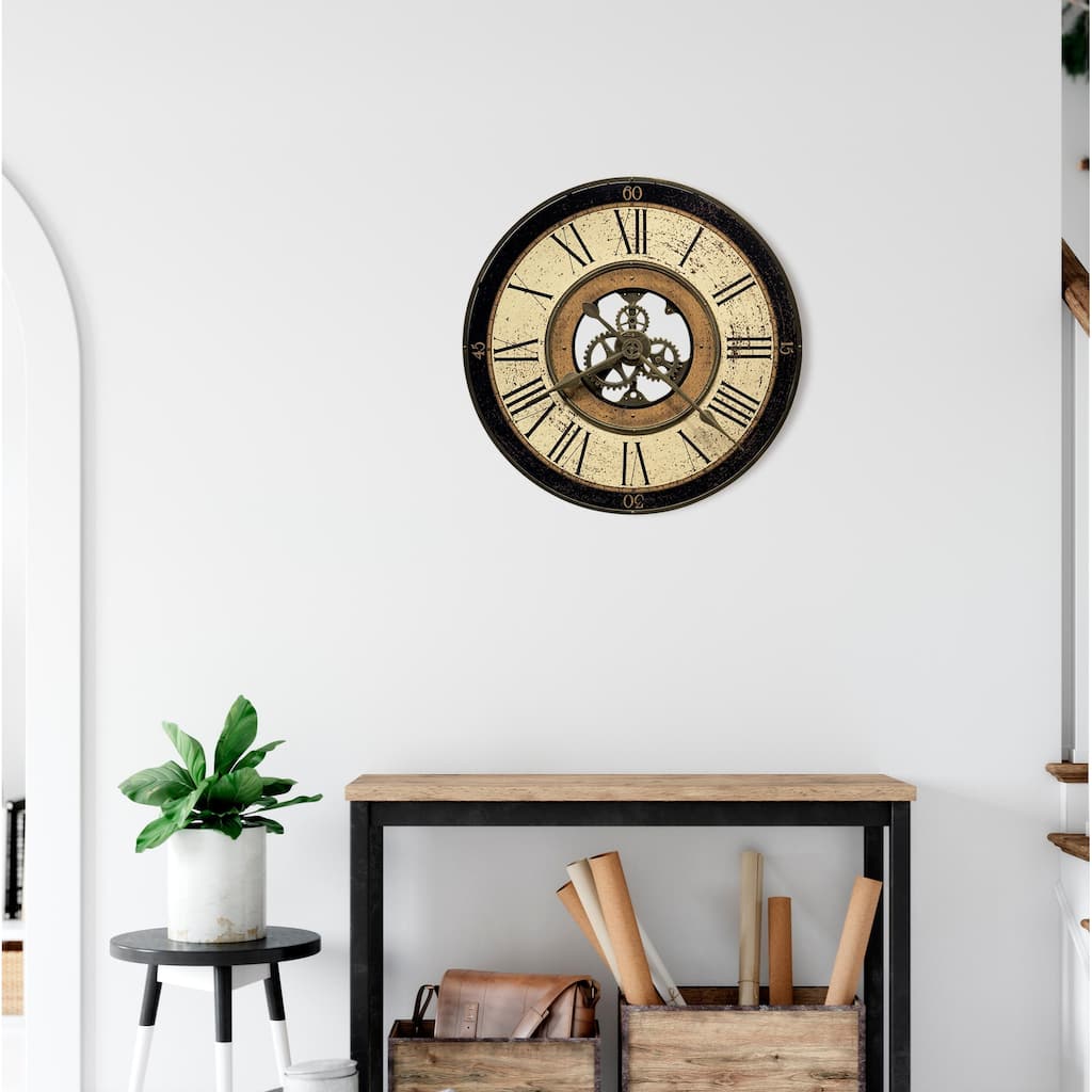 Howard Miller Brass Works Old World, Transitional, Vintage, and Rustic, Statement Gallery Wall Clock, Reloj De Pared