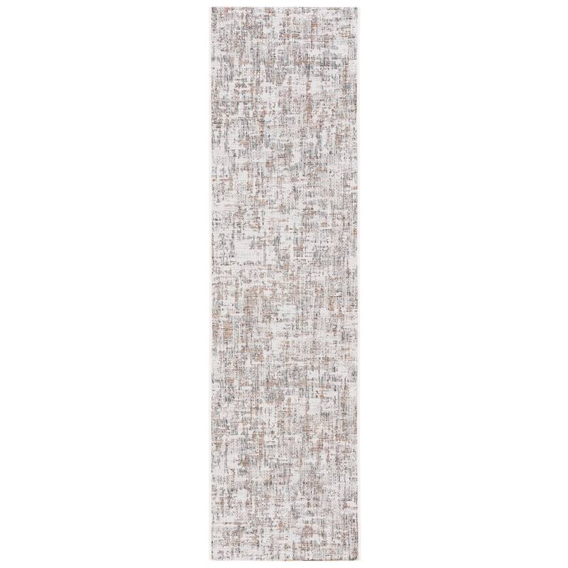 SAFAVIEH Courtyard Theo Casual Waterproof Patio Backyard Rug - 2'3" x 8' Runner - Ivory/Dark Grey Brown