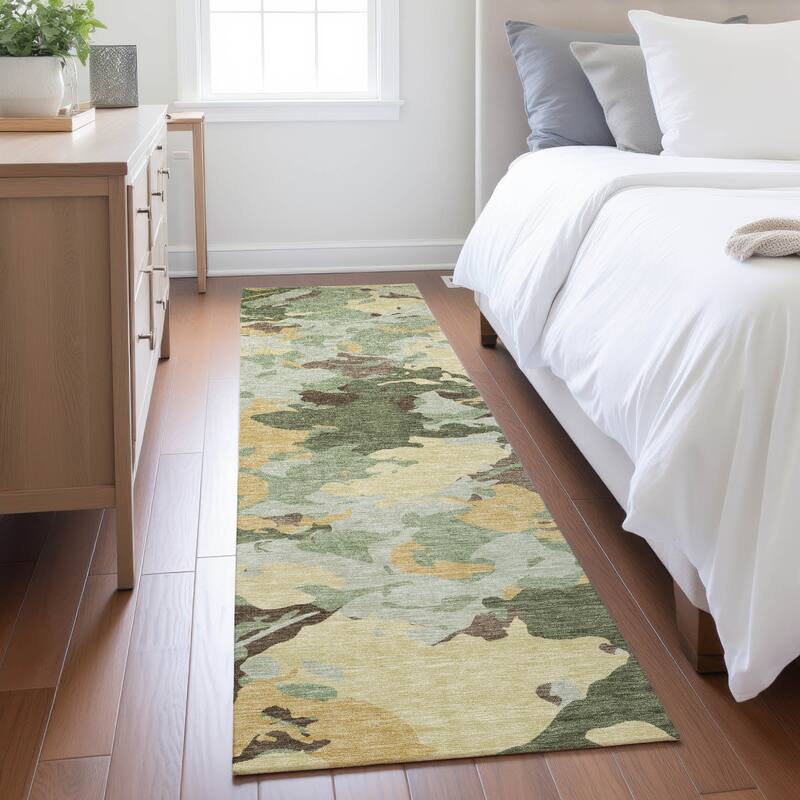 Machine Washable Indoor/ Outdoor Abstract Mexi Chantille Rug