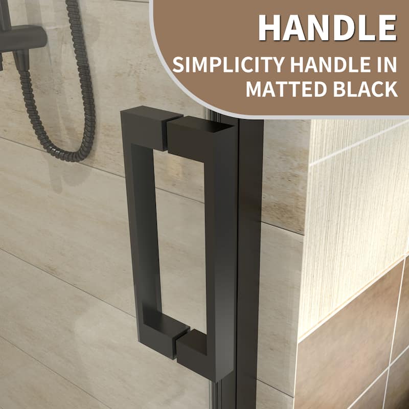 60" x 74" Glass Frame Sliding Shower Tub Door in Black - 60*74