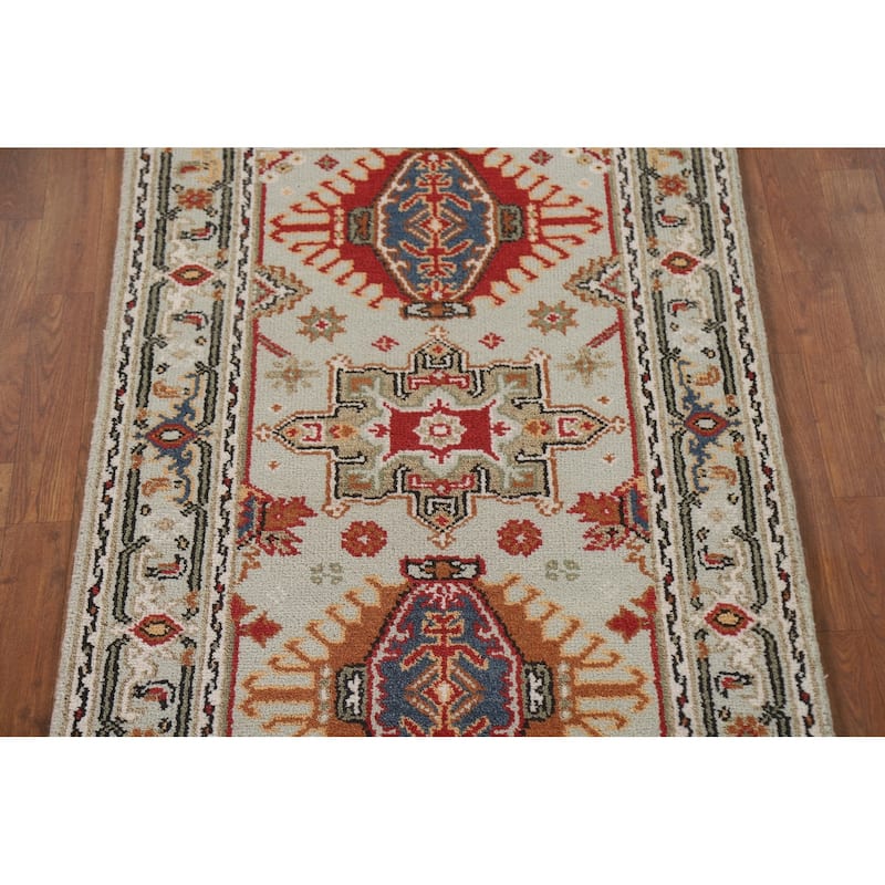 Geometric Kazak Area Rug Handmade Wool Carpet - 3'0"x 5'0"
