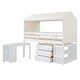 preview thumbnail 22 of 33, Twin Size House-Shaped Wood Bed Low Loft Bed with Desk & Shelf, Unique Kids Bed Tent Bed with Drawer and Roof for Boys Girls