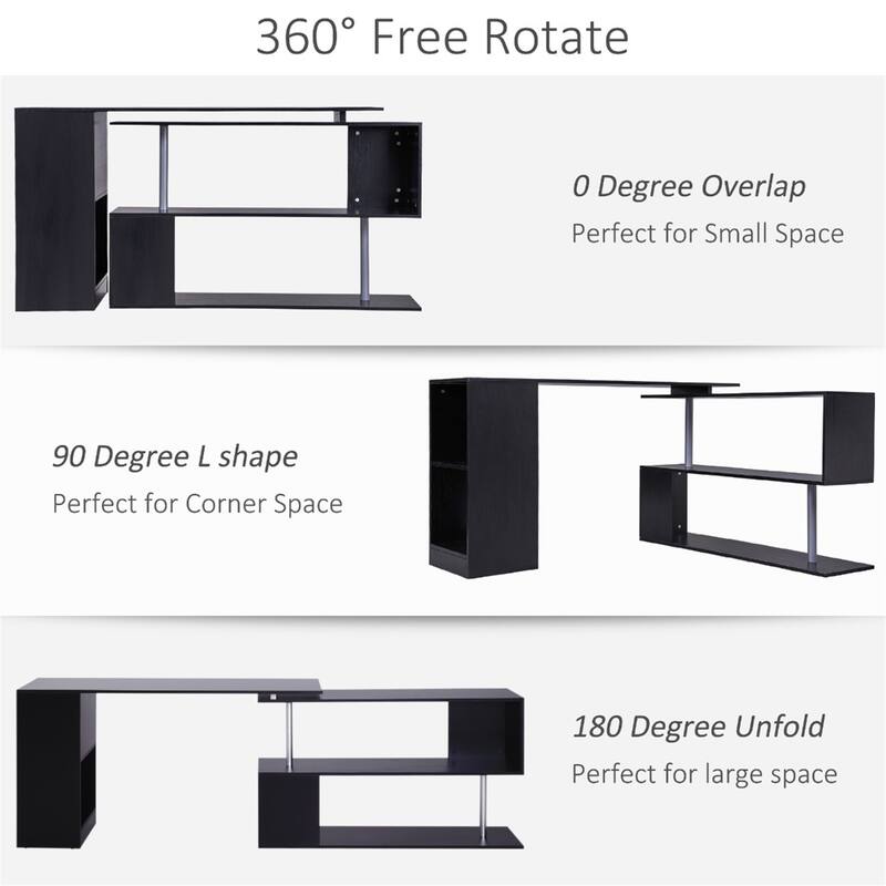 Rotating Corner Computer Desk ModernHome Office Workstation