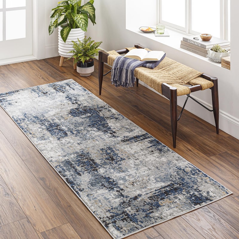 Livabliss Jolie Transitional Abstract Area Rug - Denim - 2' 7" x 7' 3"