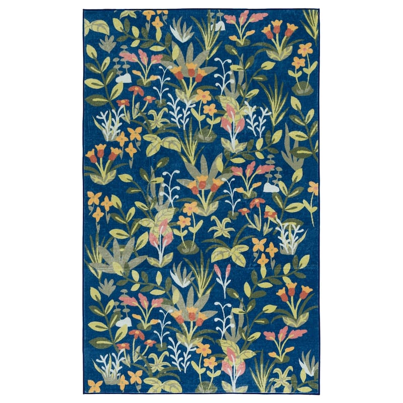 Martha Stewart Kathrin Machine Washable & Slip Resistant Rug - 3' x 5' - Navy/Gold