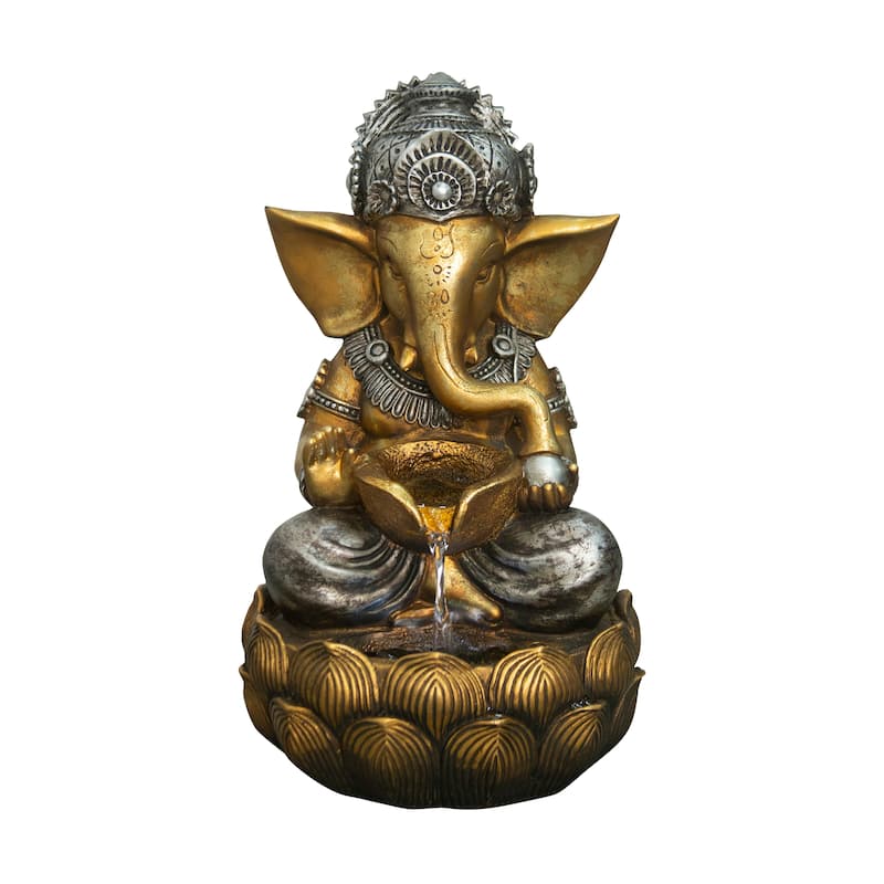 Fountain-Tabletop Lord Ganesh Sculptural Fountain With Wt Led