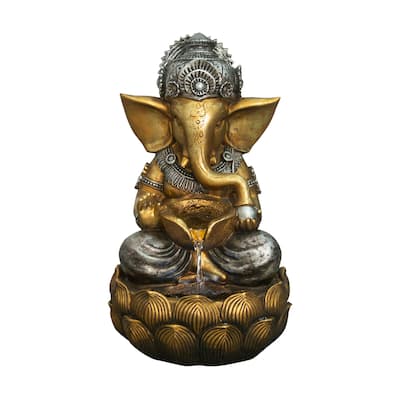 Fountain-Tabletop Lord Ganesh Sculptural Fountain With Wt Led