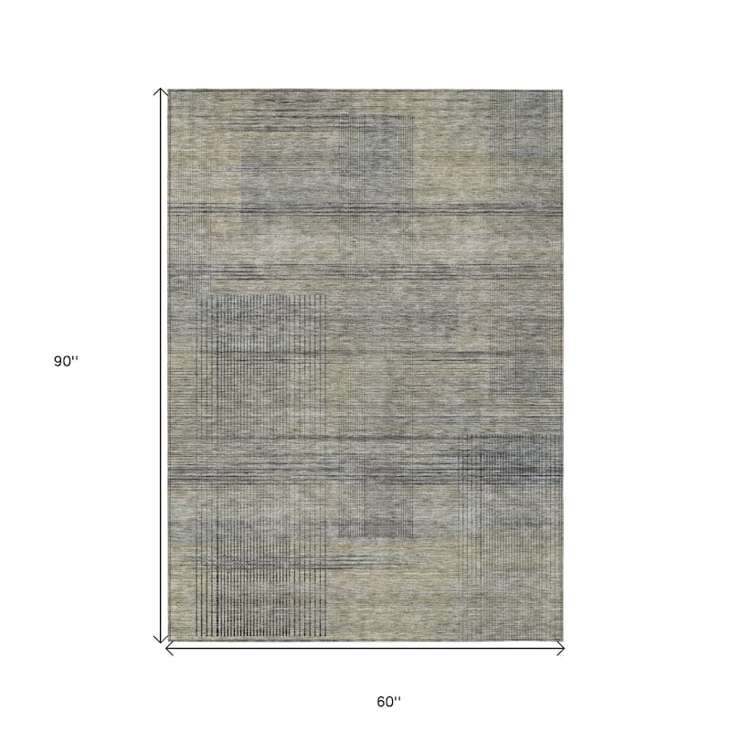 HomeRoots Striped Transitional Rectangle Outdoor Rug