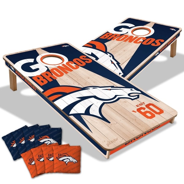 slide 2 of 7, Denver Broncos NFL 2x4 Cornhole Board Set Include Carrying Case
