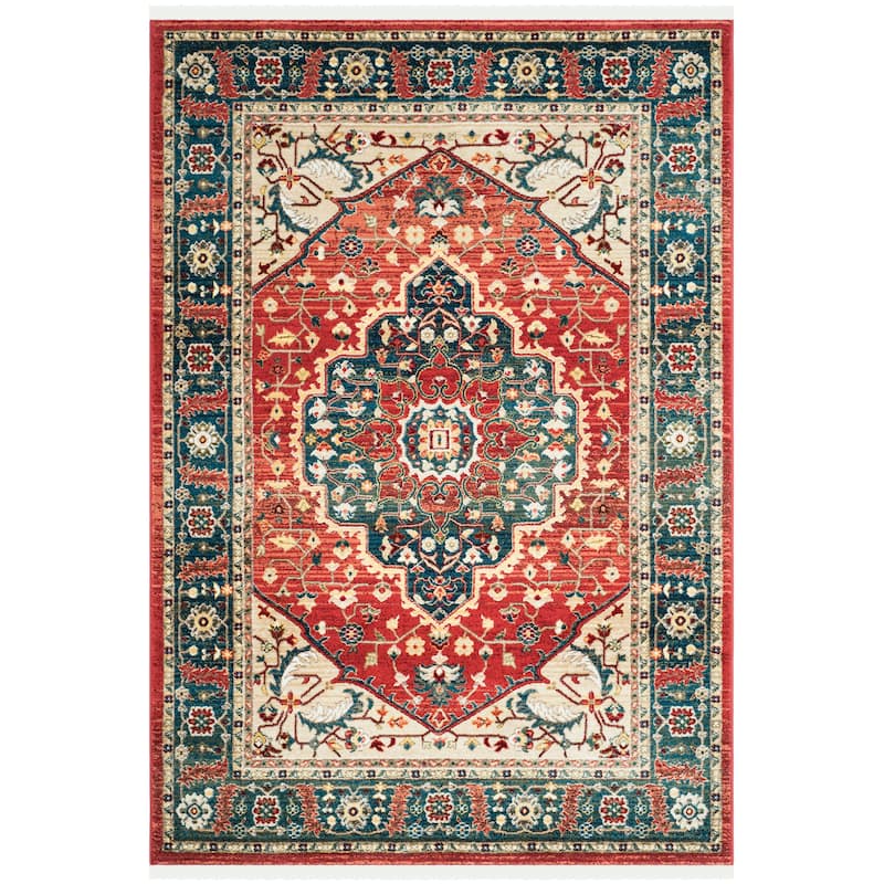 Lauren Ralph Lauren Chloe Traditional Medallion Rug Fringe - 10' x 13' - Red/Navy