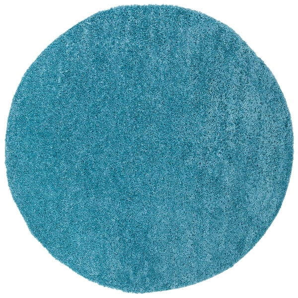 slide 31 of 152, SAFAVIEH August Shag Solid 1.2-inch Thick Area Rug 3' x 3' Round - Turquoise
