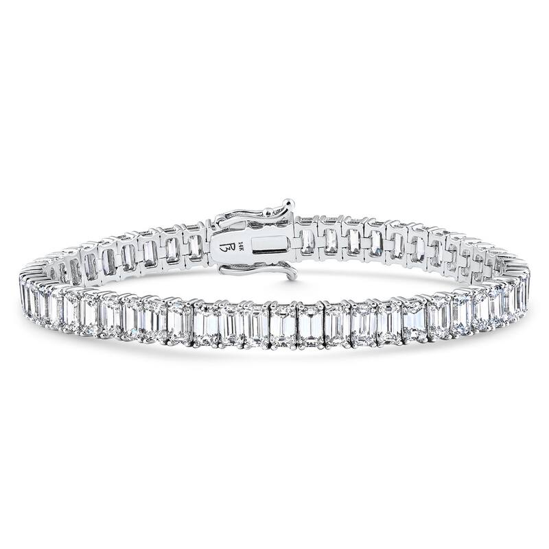 Bliss Diamond 10 - 30Ct Emerald Cut Diamond Tennis Bracelet Gold Lab Grown 7"